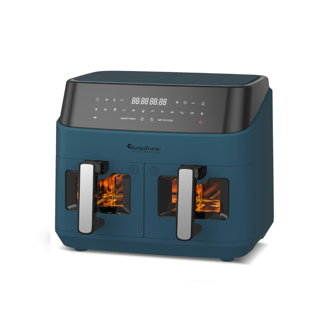 TurboTronic DAF6W Double Airfryer XXL med vindue - 9 Liter - Blå