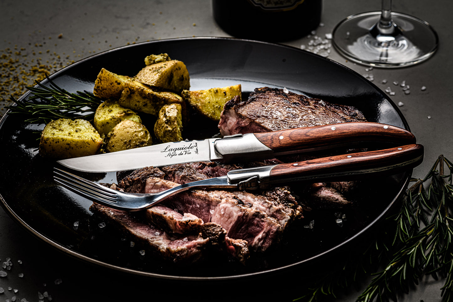 Steakknive - Luksus - Rosentræ, 6 stk