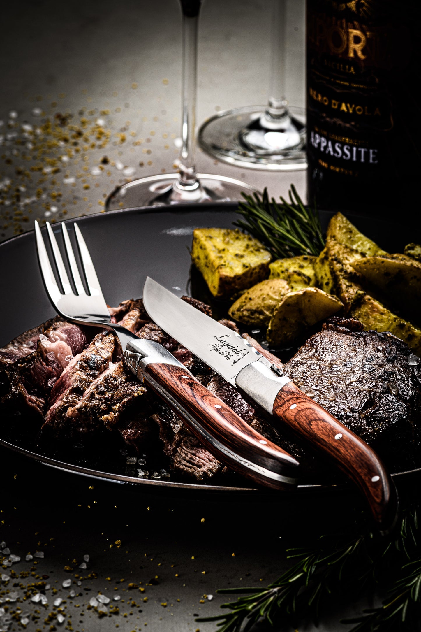 Steakknive - Luksus - Rosentræ, 6 stk
