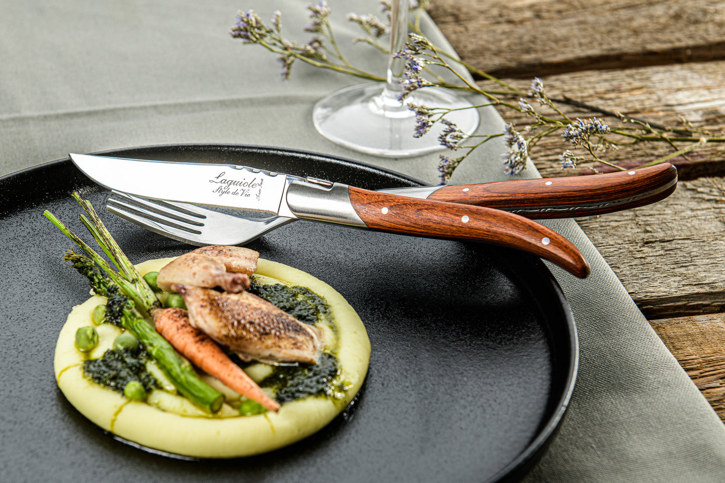 Steakknive - Luksus - Rosentræ, 6 stk