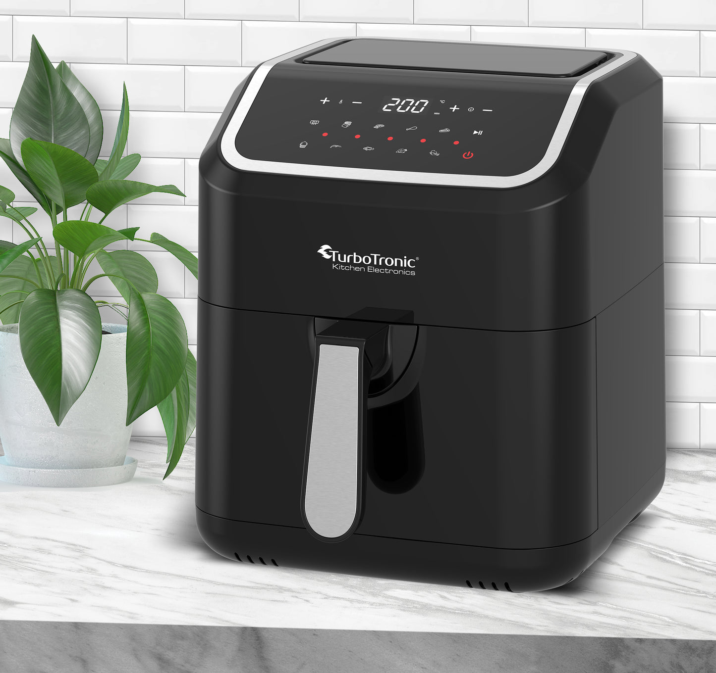 TurboTronic AF12 Digital Airfryer XL - Hot air fryer - 5 Liter - Sort