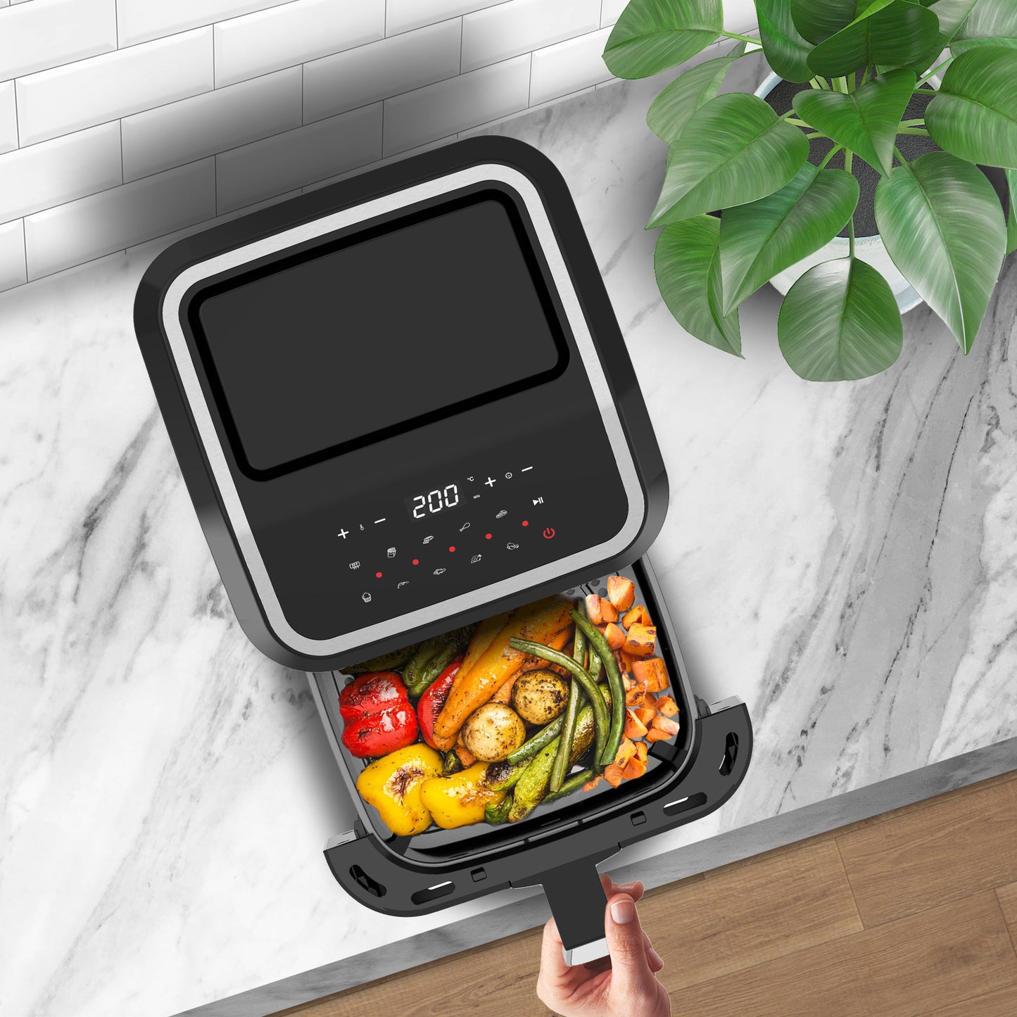 TurboTronic AF12 Digital Airfryer XL - Hot air fryer - 5 Liter - Sort