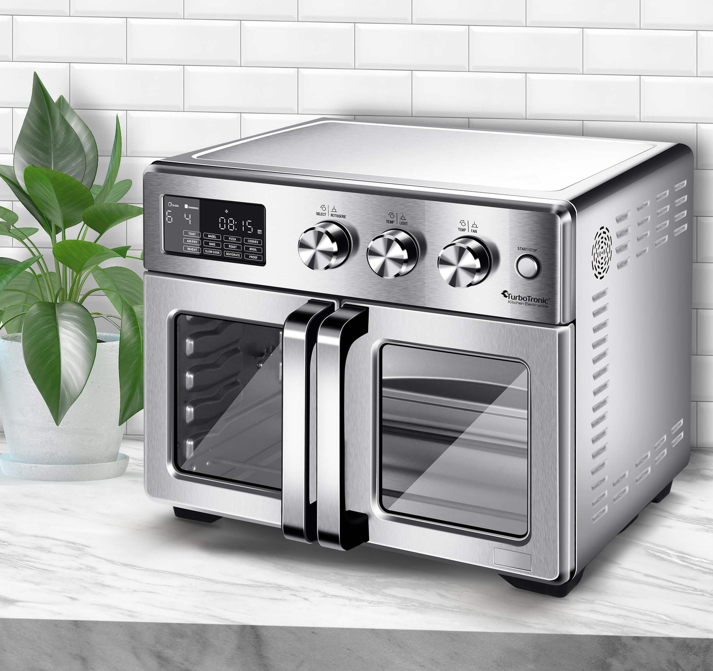 TurboTronic AFD32 Airfryer XXL og ovn - dobbeltdør - 32 Liter - Rustfrit stål
