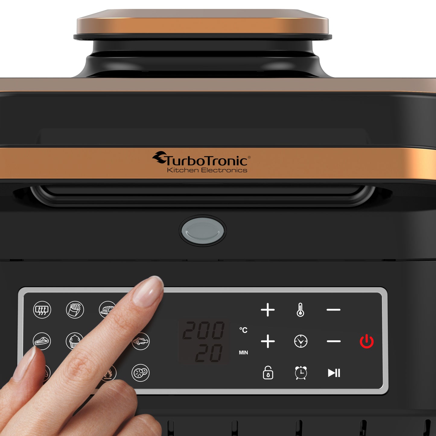 TurboTronic AG700 2-in-1 Airfryer og Grill med Smart Termometer - 6,5L - Sort/Kobber