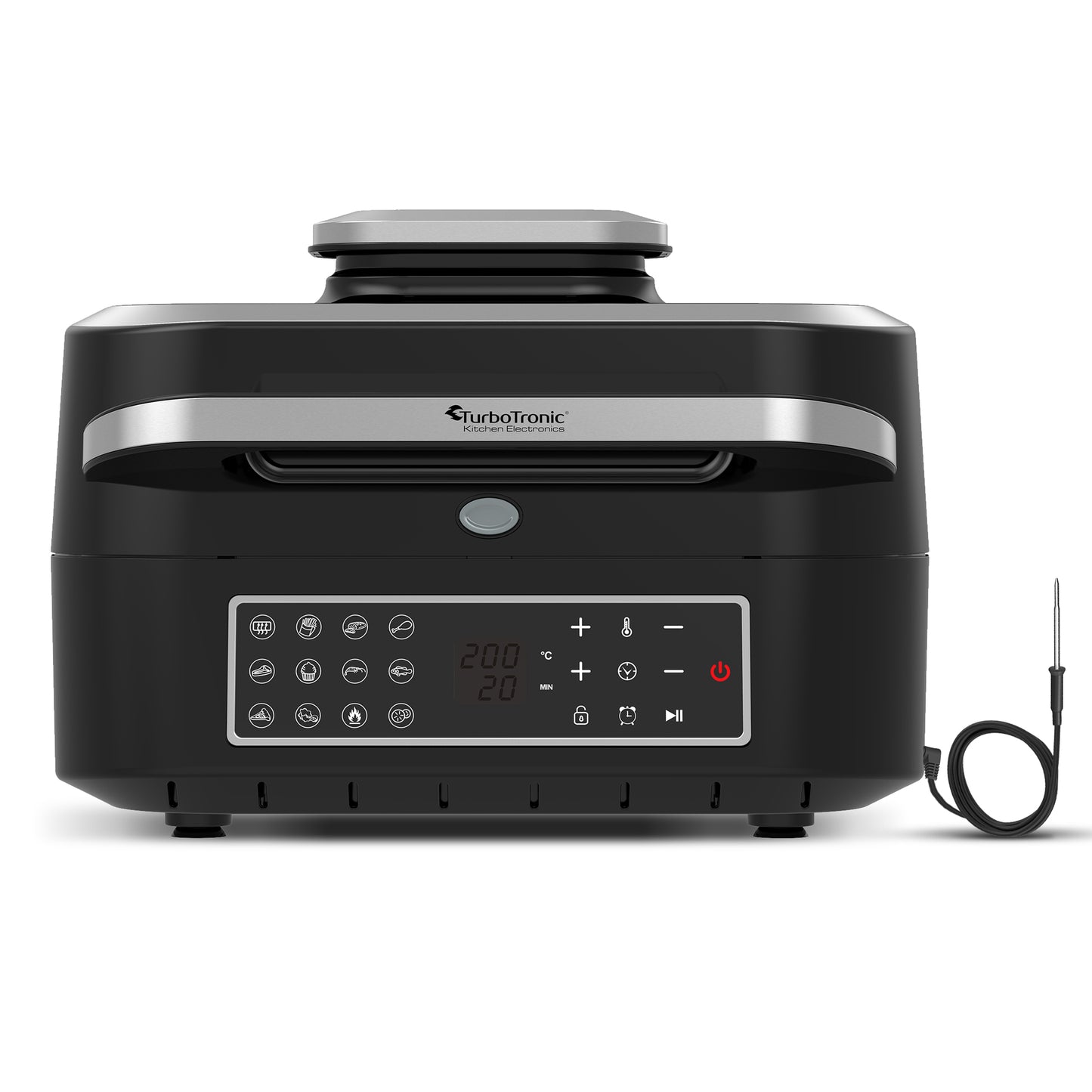 TurboTronic AG700 2-in-1 Airfryer og Grill med Smart Termometer - 6,5L - Sort/Sølv