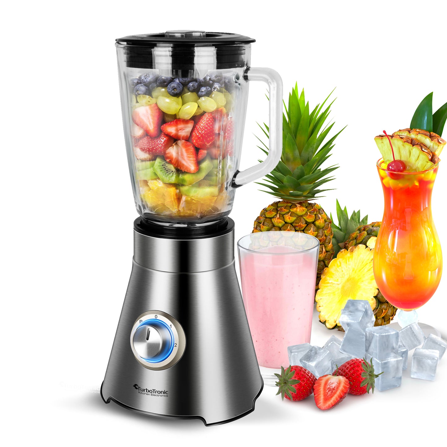TurboTronic BG9 Blender+juicer - 1.5 liter - Rustfrit stål