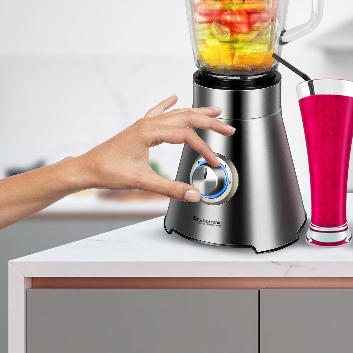 TurboTronic BG9 Blender+juicer - 1.5 liter - Rustfrit stål