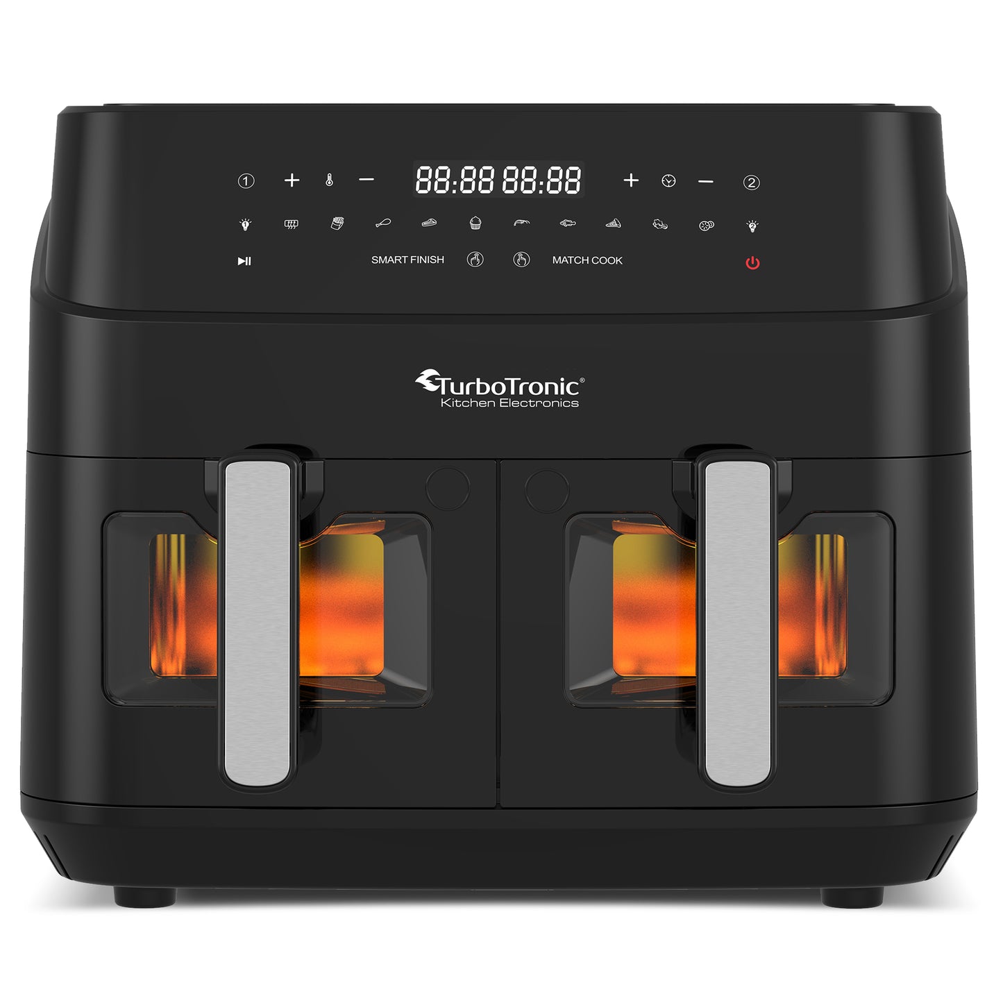 TurboTronic DAF6W Double Airfryer XXL med vindue - 9 Liter - Sort