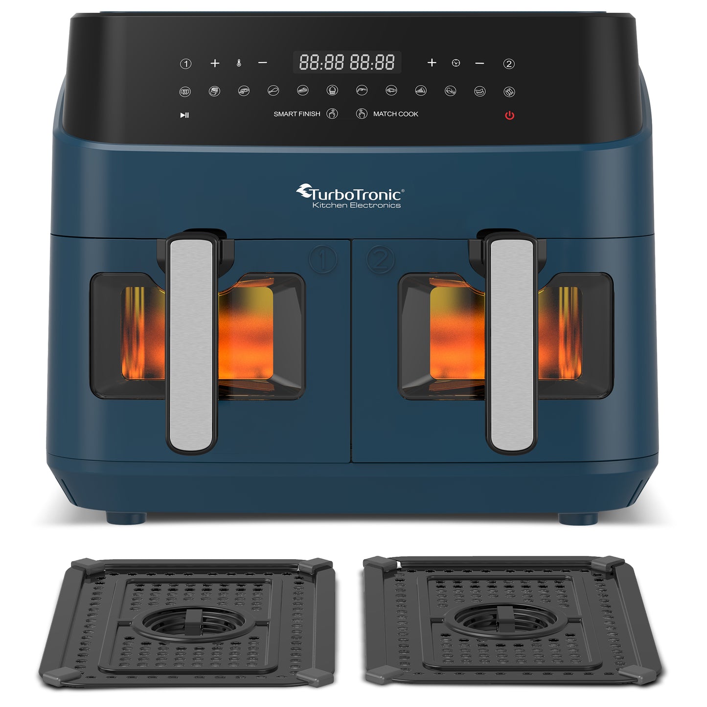 TurboTronic DAF6W Double Airfryer XXL med vindue - 9 Liter - Blå