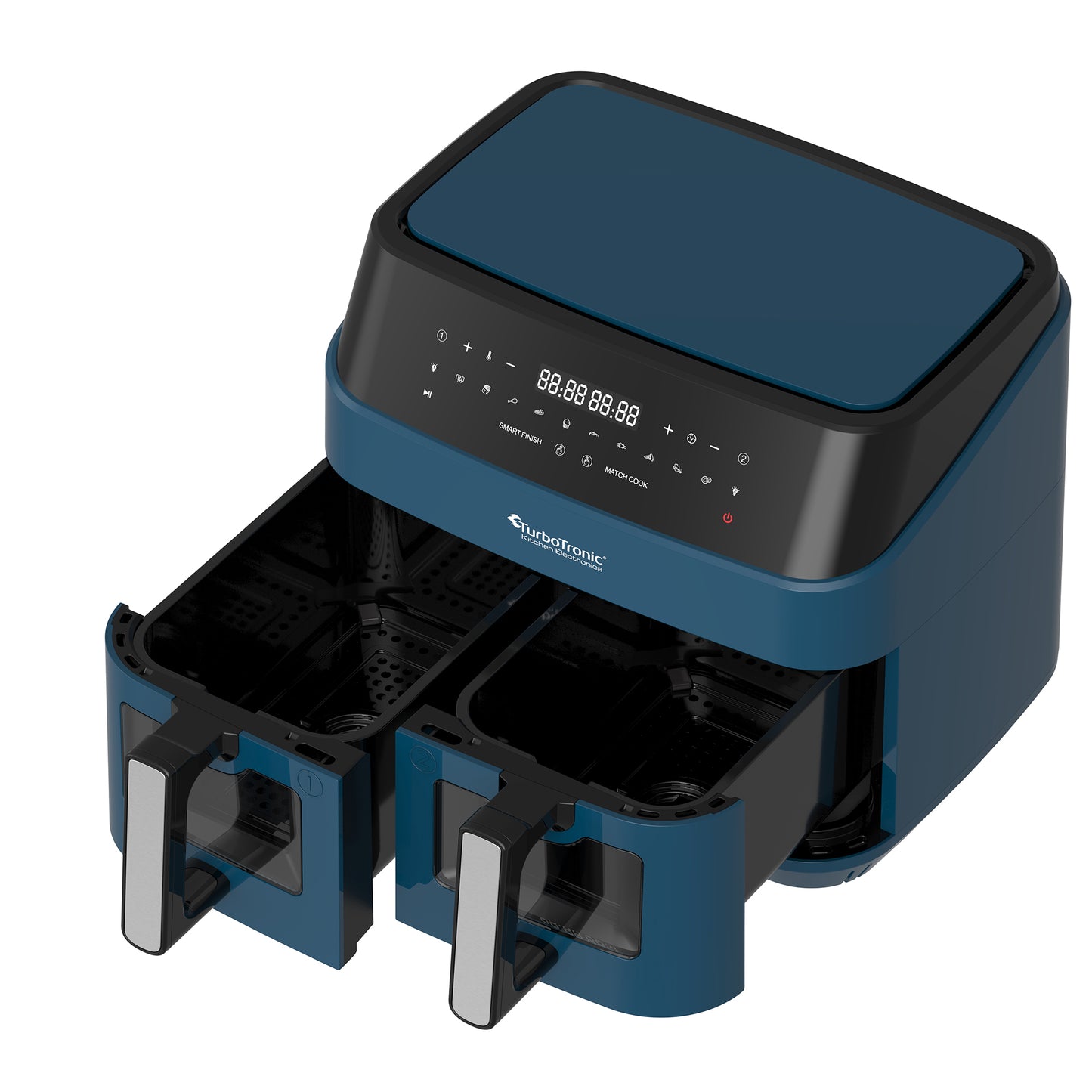 TurboTronic DAF6W Double Airfryer XXL med vindue - 9 Liter - Blå