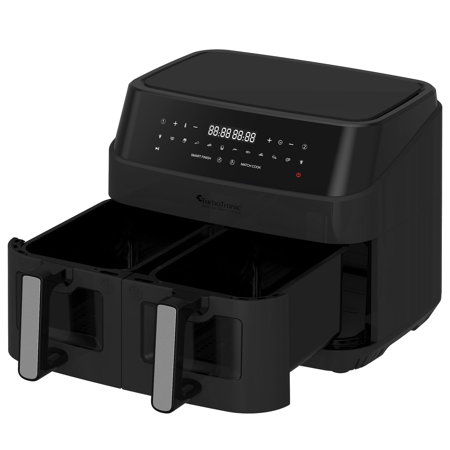 TurboTronic DAF6W Double Airfryer XXL med vindue - 9 Liter - Sort