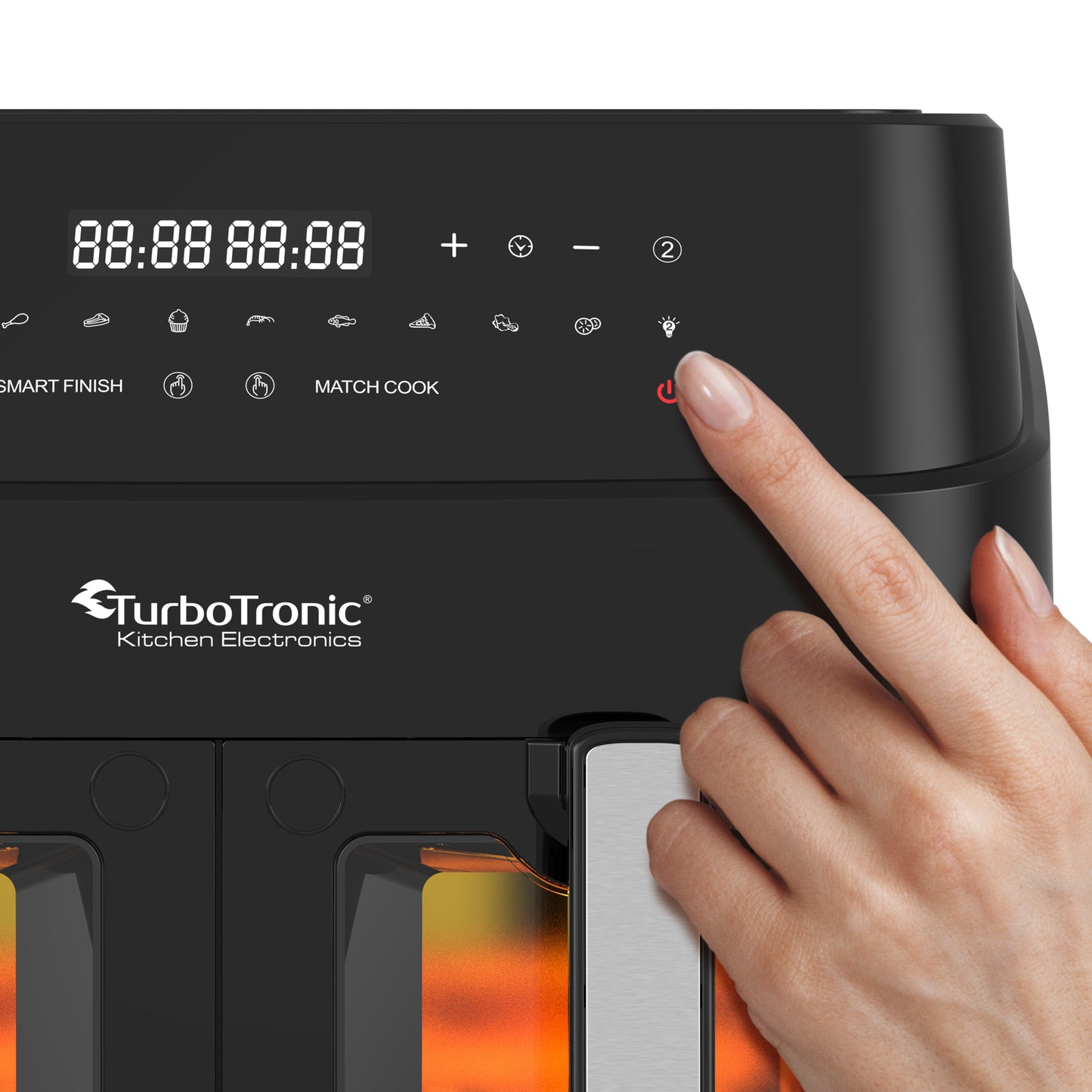 TurboTronic DAF6W Double Airfryer XXL med vindue - 9 Liter - Sort