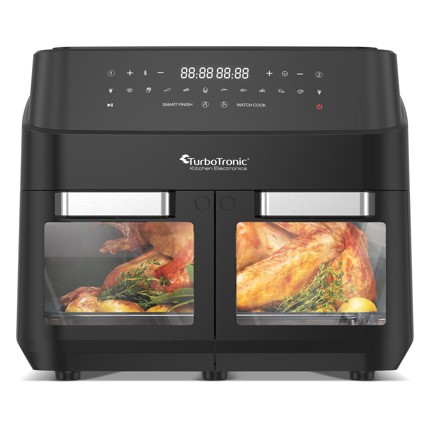 TurboTronic DAF7W Double Airfryer XXL - 3-in-1 - 12 Liter - Sort