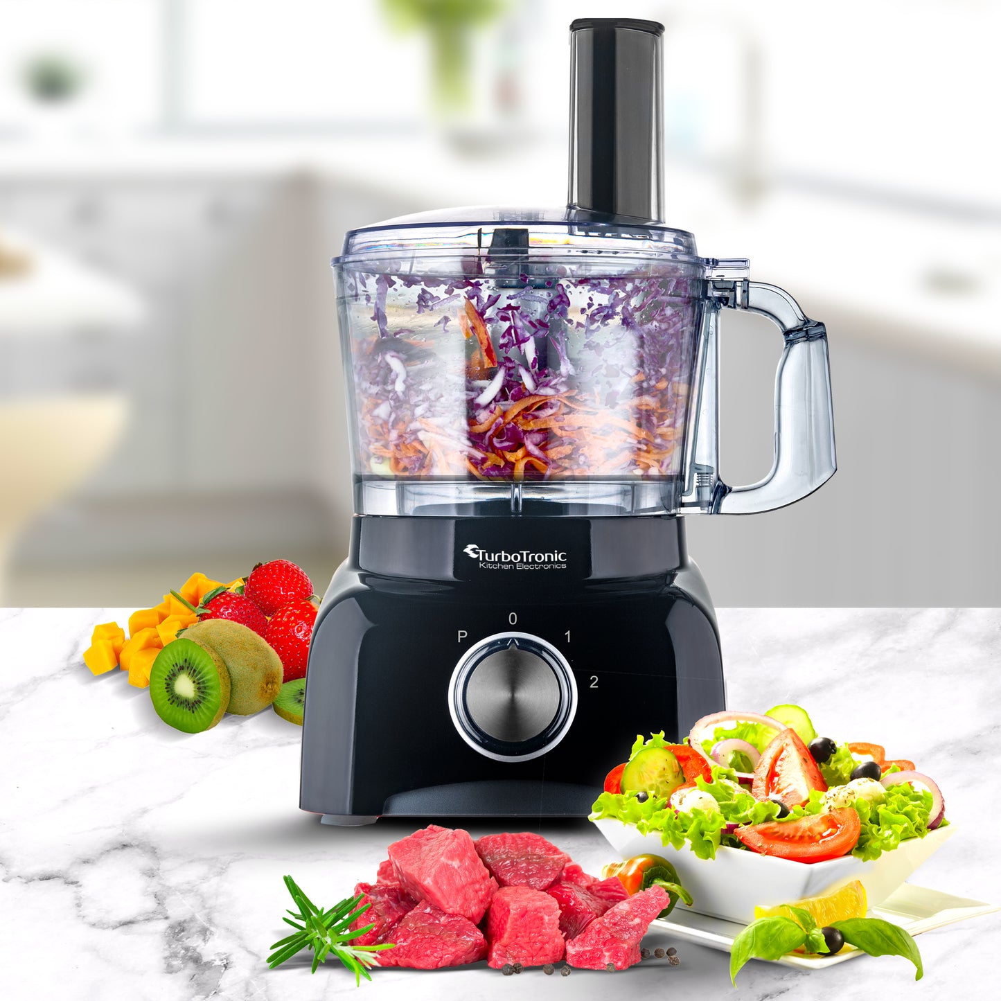 TurboTronic FP800 - Foodprocessor - 1,2 liter - Sort