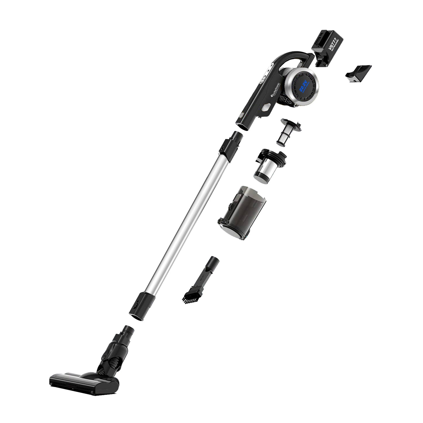 TurboTronic VS777 Trådløs Støvsuger med Håndholdt Støvsuger - Sort