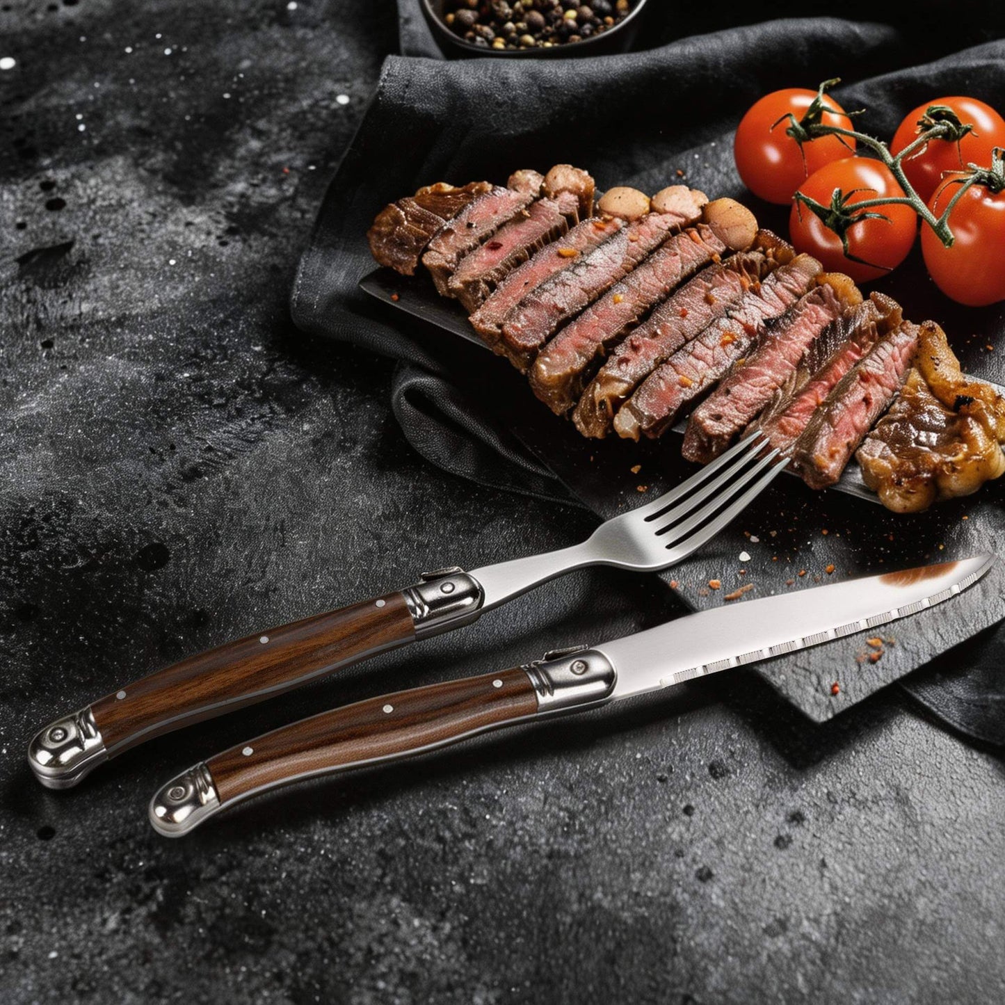Steakgafler - Laguiole Vita Vinci - Avanza - Mørk træ