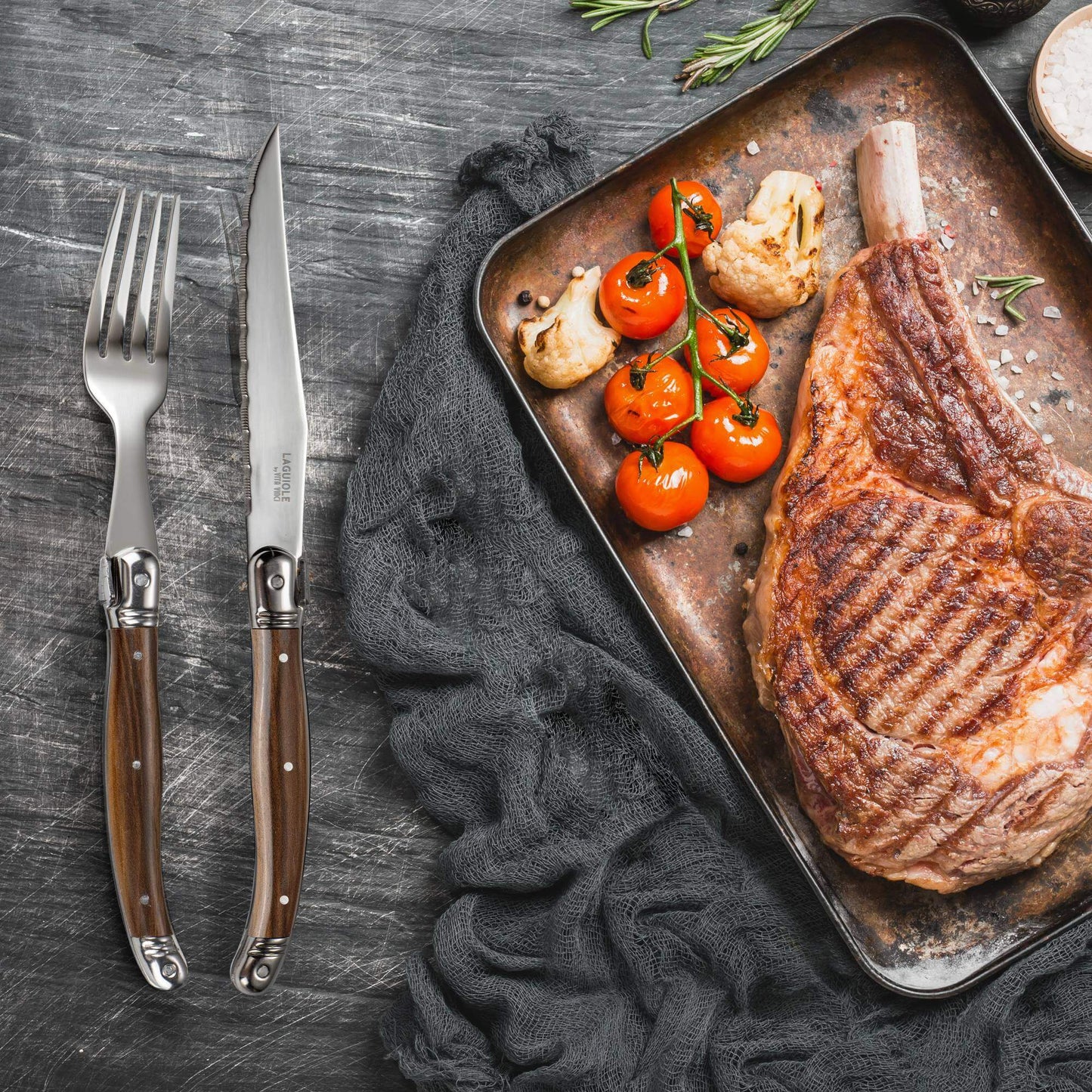 Steakknive - Laguiole Vita Vinci - Avanza - Mørkt træ