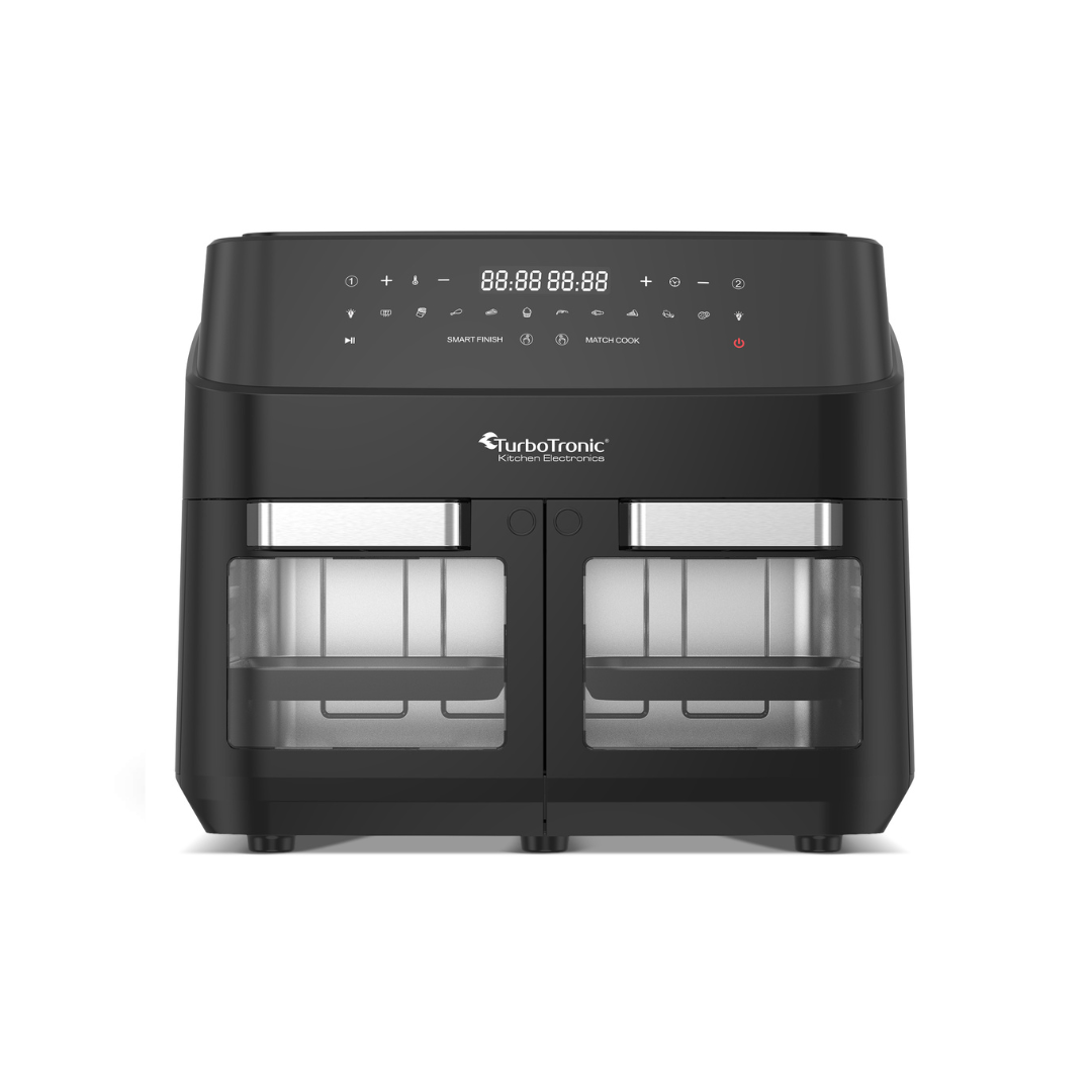 TurboTronic DAF7W Double Airfryer XXL - 3-in-1 - 12 Liter - Sort