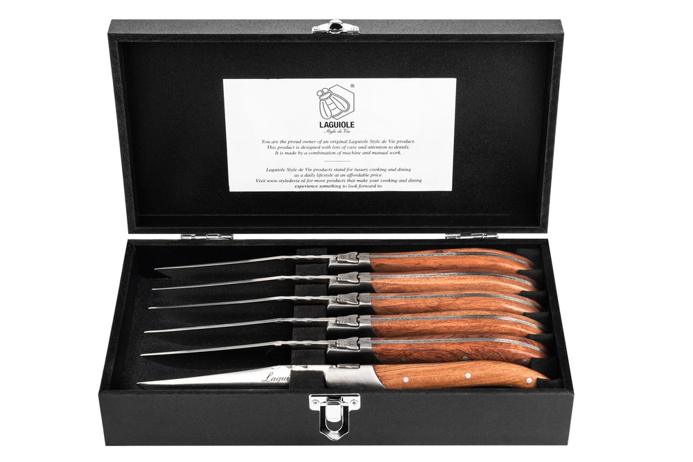 Steakknive - Luksus - Rosentræ, 6 stk