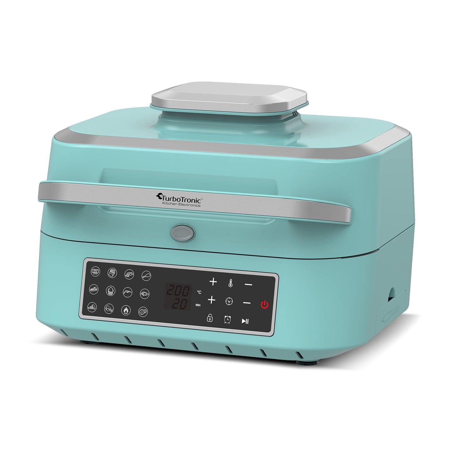TurboTronic AG700 2-in-1 Airfryer og Grill med Smart Termometer - 6,5L - Turkis/Sølv