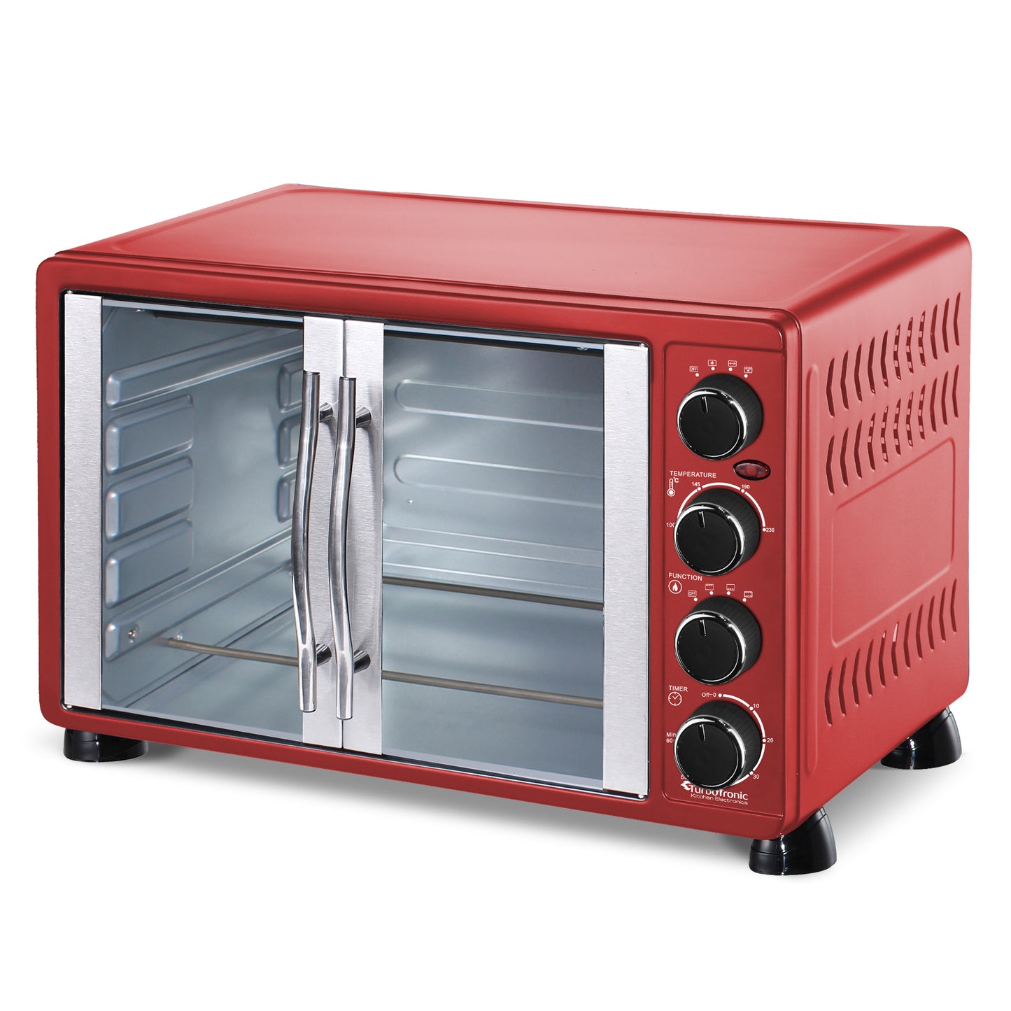 TurboTronic FEO55 Fritstående ovn - med to låger - 55L - Rød