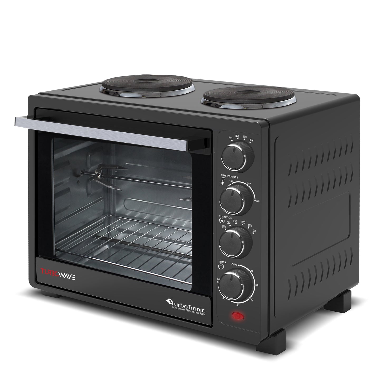 TurboTronic EV35TS Fritstående ovn - Dobbelt kogezone - 35L - Sort