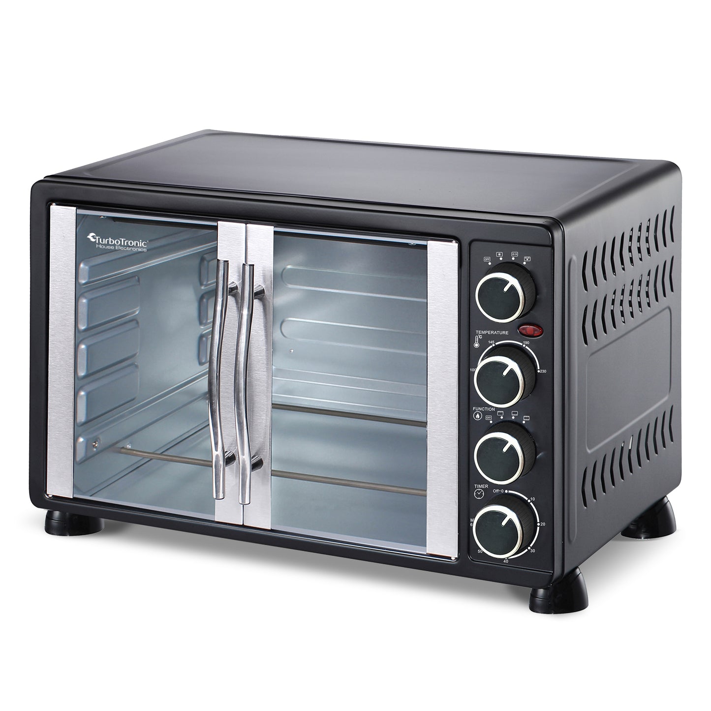 TurboTronic FEO55 Fritstående Ovn - med to låger - 55L - Sort