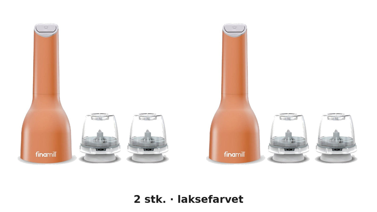 Finamill batteridrevet krydderkværn, 2 stk. i laksefarvet