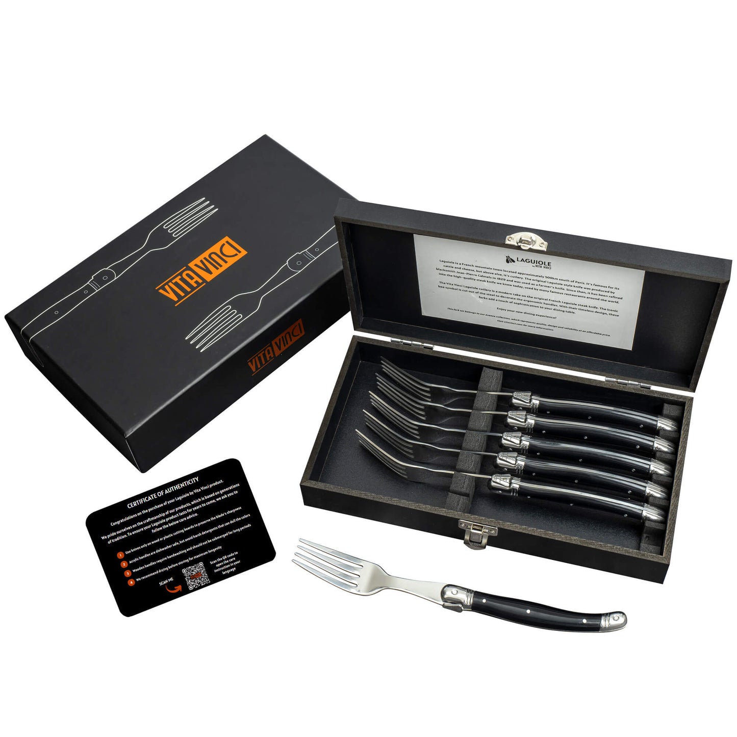 Steakgafler - Laguiole Vita Vinci - Avanza - Sort