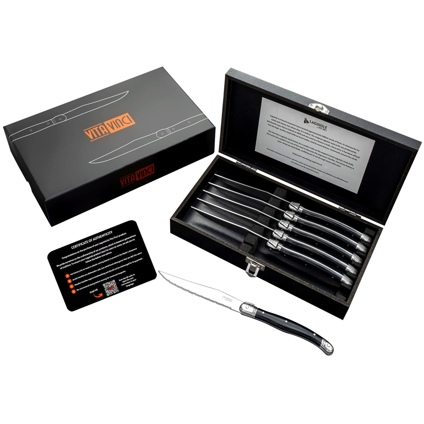 Steakknive - Laguiole Vita Vinci - Avanza - Sort