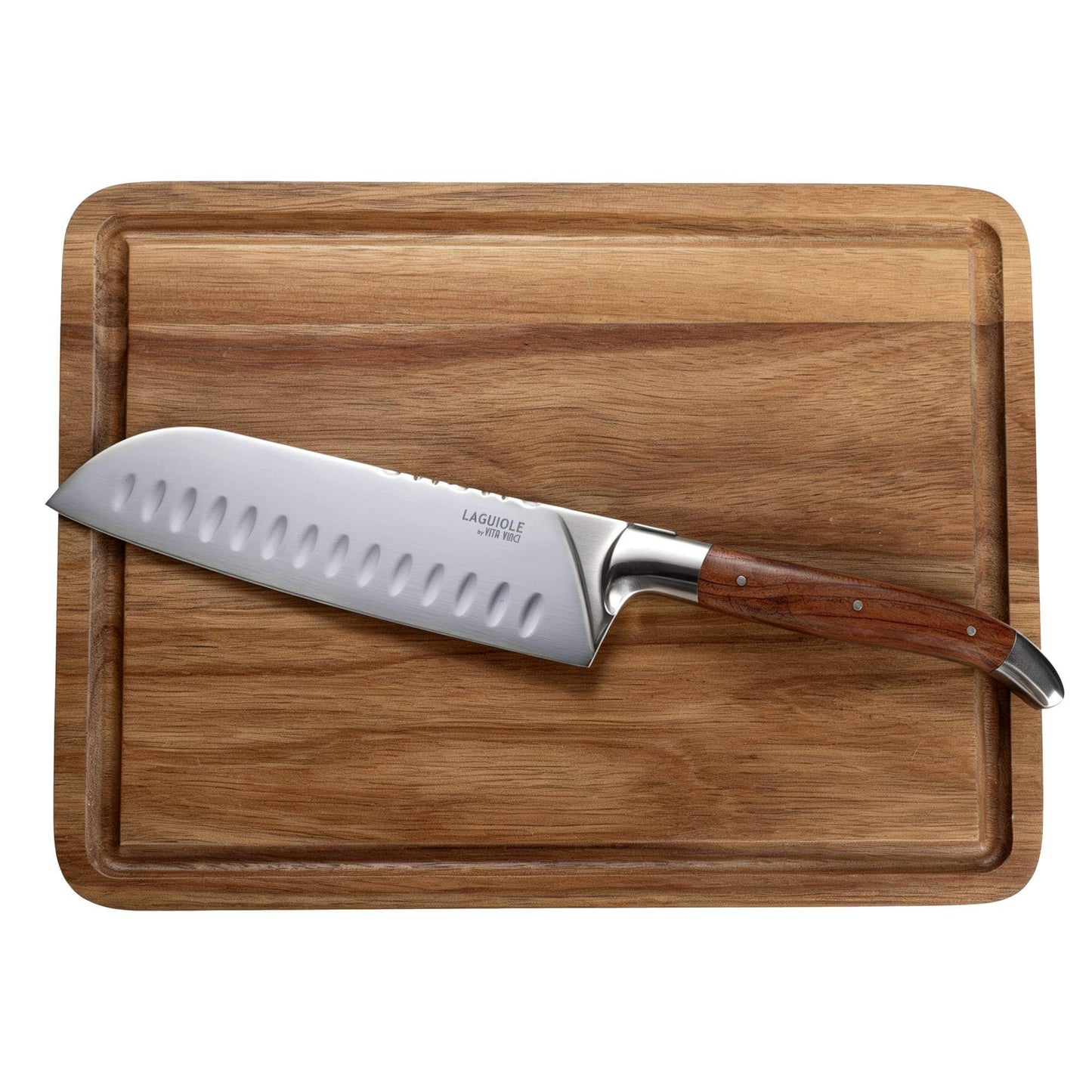 Santoku Kniv med Skærebræt i Akacietræ - Laguiole Vita Vinci - Prestigio