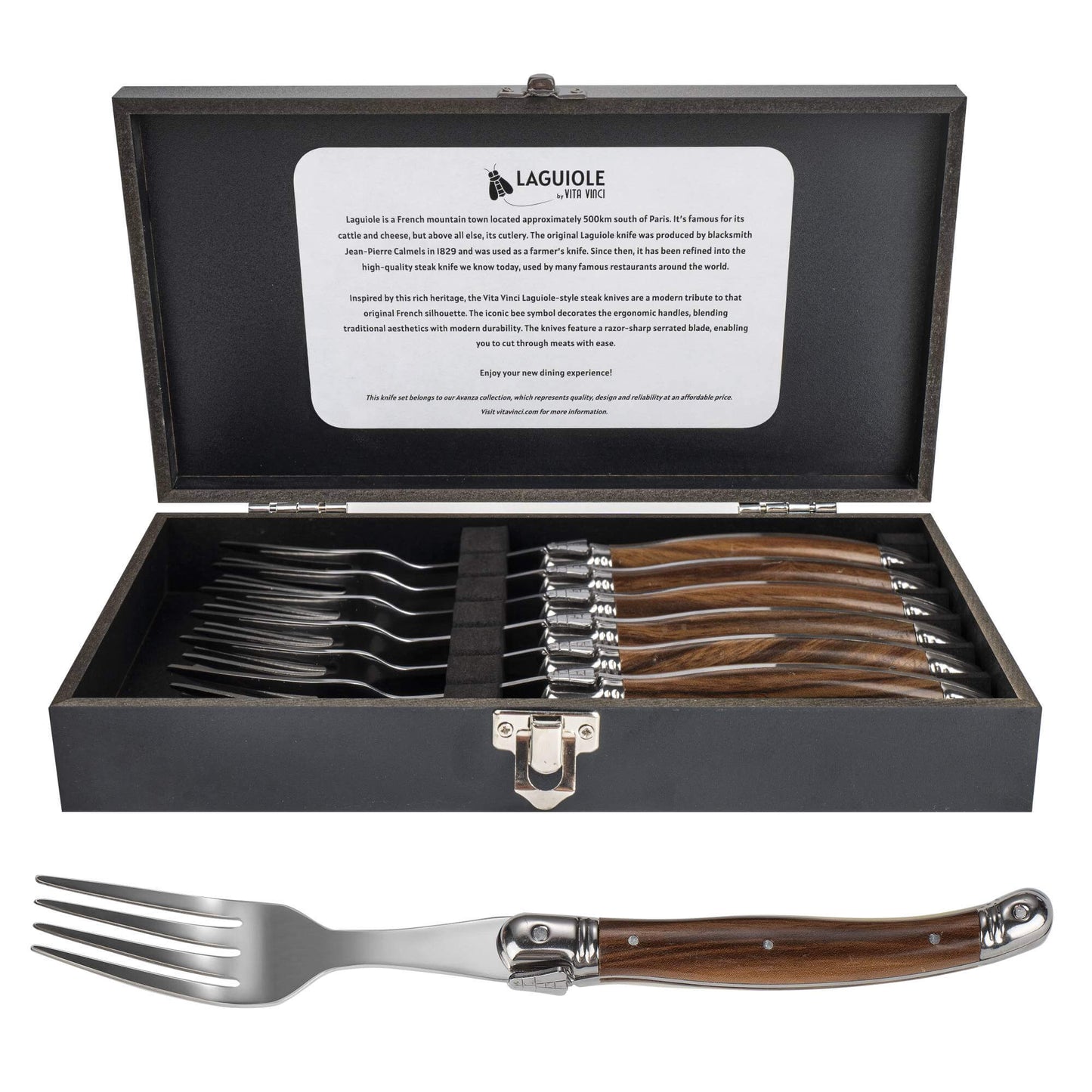 Steakgafler - Laguiole Vita Vinci - Avanza - Mørk træ