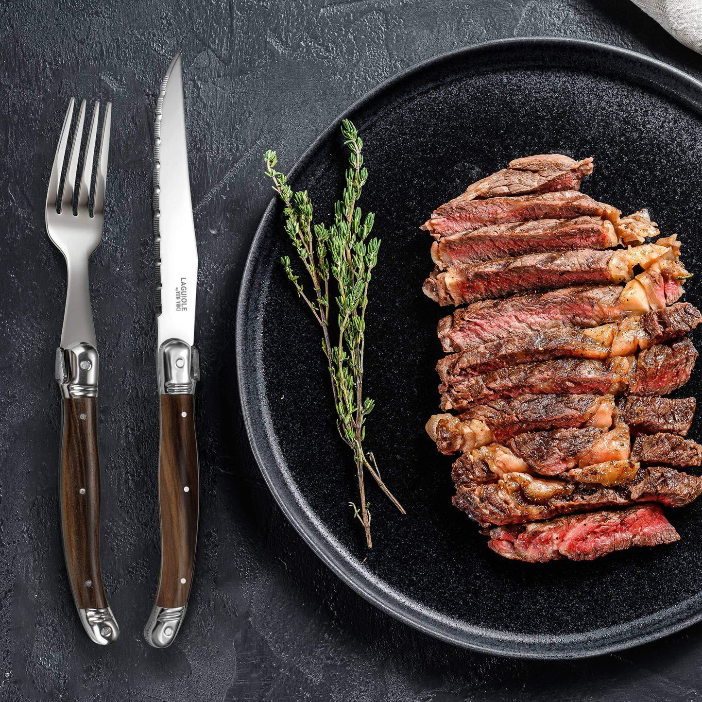 Steakgafler - Laguiole Vita Vinci - Avanza - Mørk træ