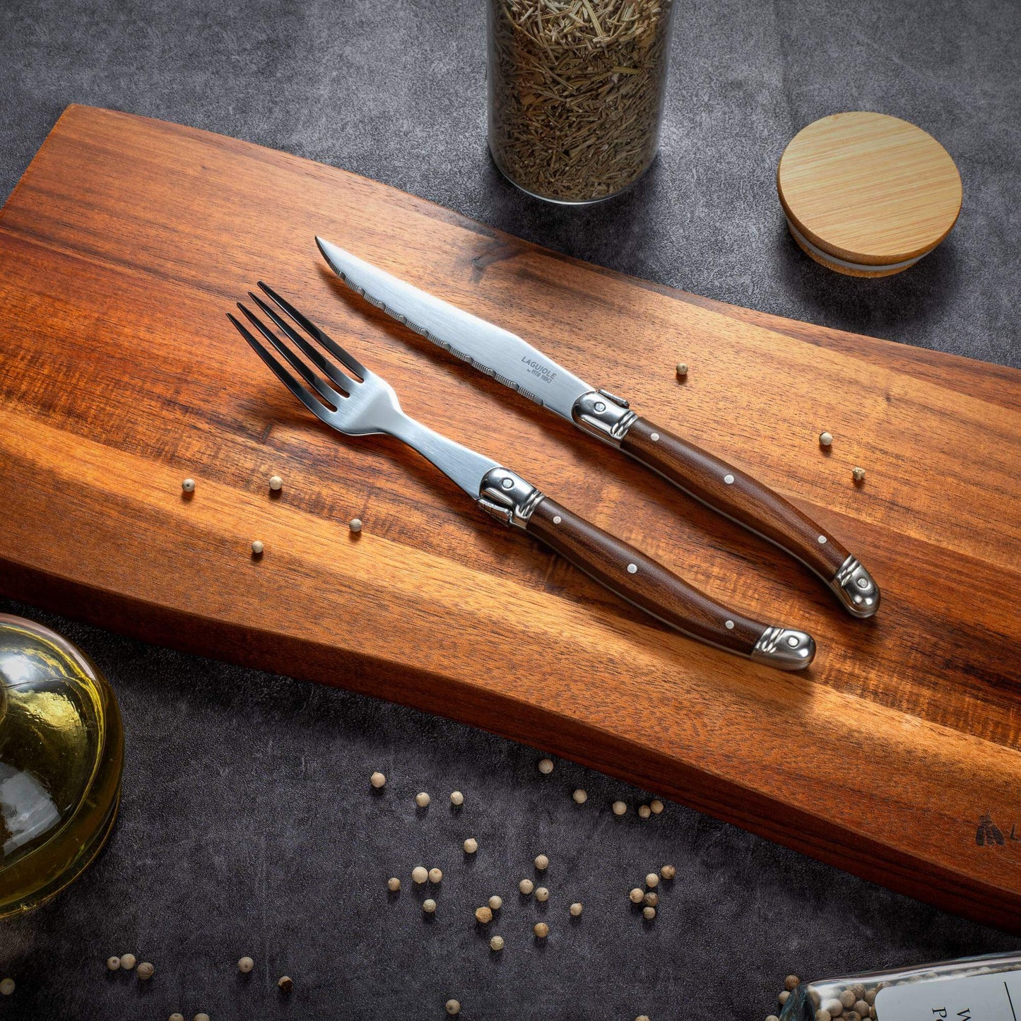 Steakknive - Laguiole Vita Vinci - Avanza - Mørkt træ