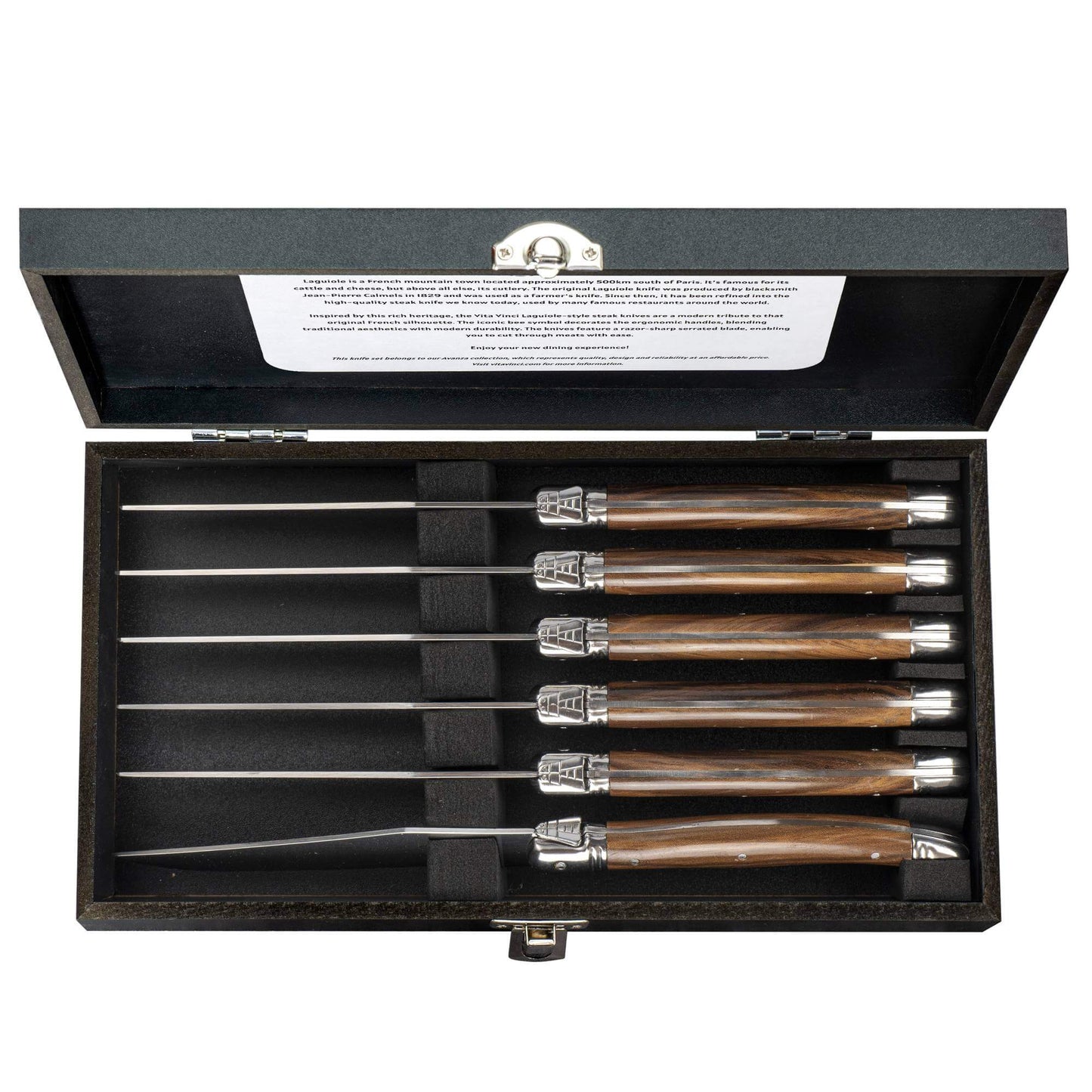Steakknive - Laguiole Vita Vinci - Avanza - Mørkt træ