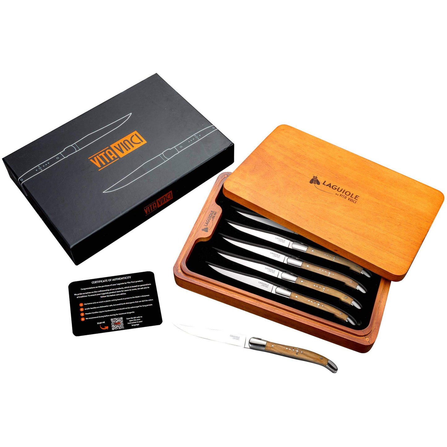 Steakknive - Laguiole Vita Vinci - Prestigio - Oliventræ