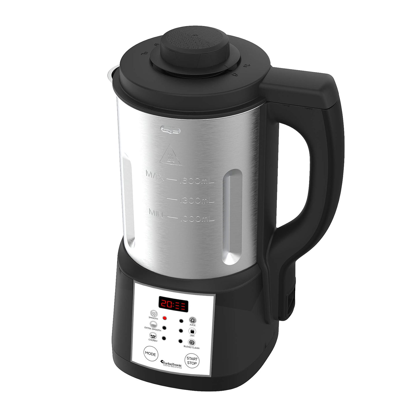 TurboTronic FSM7 Elektrisk suppemaskine - Smoothiemaskine - 6 forudindstillede programmer - rustfrit stål