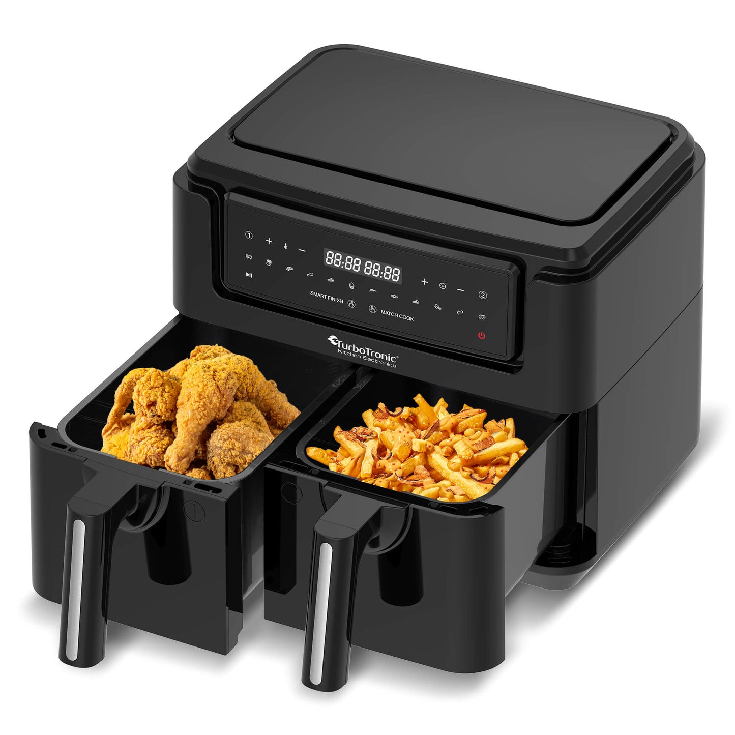 TurboTronic AF118 Dual Airfryer XL - digital - 7,6 liter - sort