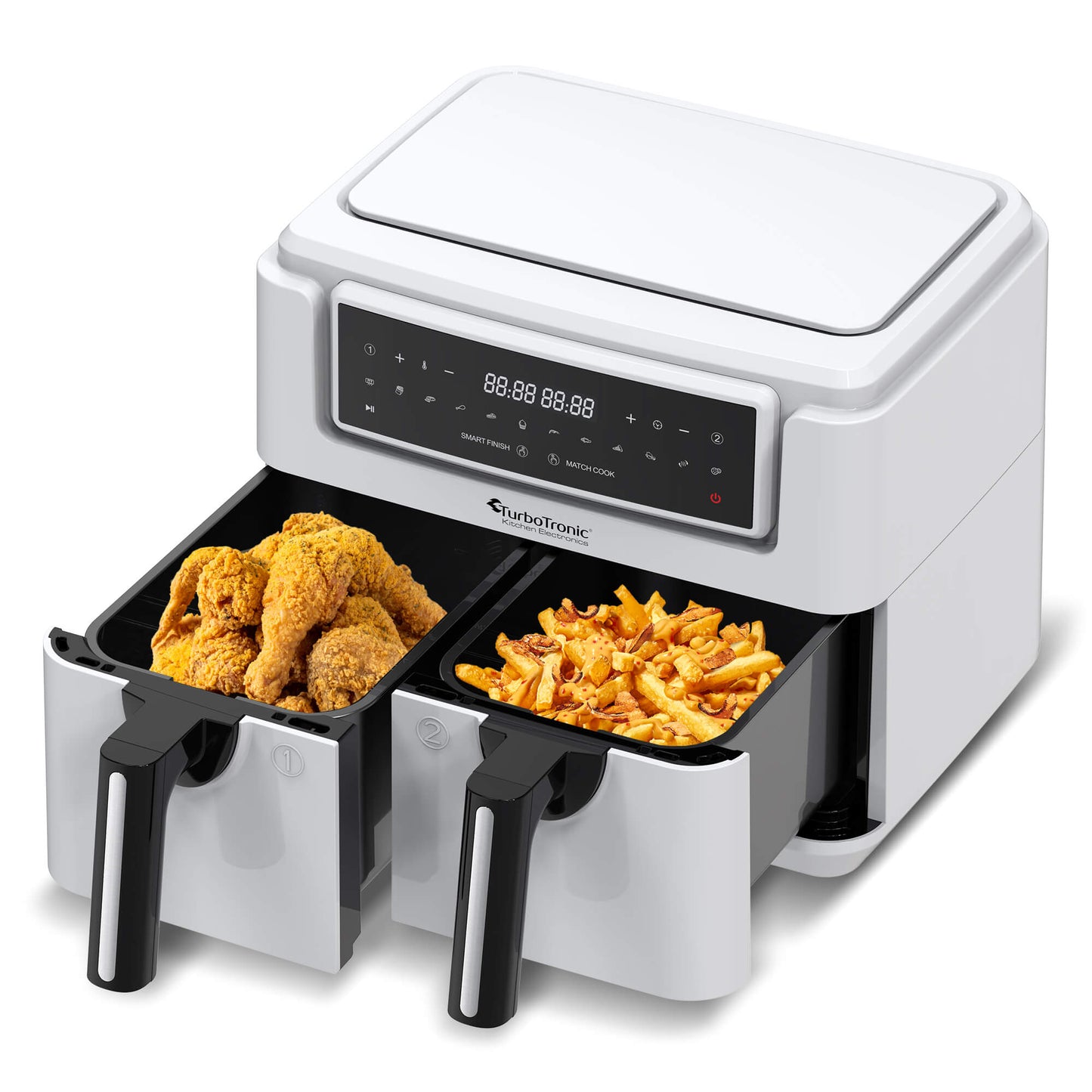 TurboTronic AF118 Dual Airfryer XL - 7,6 liter - hvid